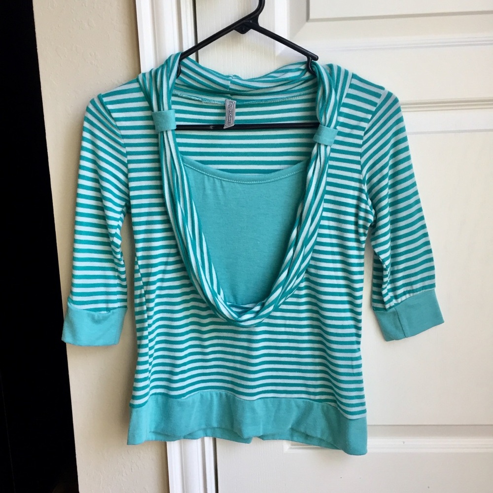 Blue and white striped top